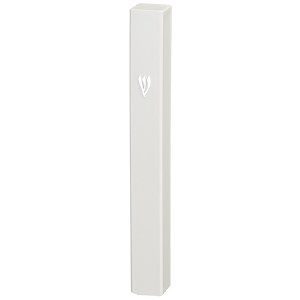 Plastic Mezuzah Case Slim Rectangle White 12cm