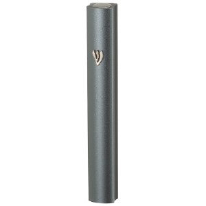 Aluminum Mezuzah Case Silver Metal Shin Accent Gray 15cm