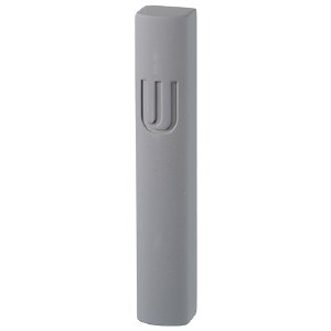 Polyresin Mezuzah Case Embossed Shin Light Gray 12cm