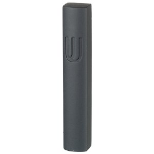 Polyresin Mezuzah Case Embossed Shin Dark Gray 12cm