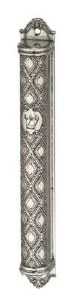 Metal Mezuzah Case Ornaments Accented Silver 15cm