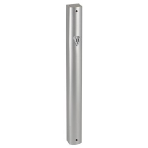 Aluminum Mezuzah with Metal Matte Silver Shin 20cm