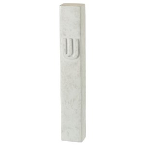 Polyresin Mezuzah Case Stone Look Design Embossed Shin Gray Marble 12cm