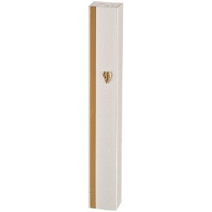 Aluminum Mezuzah Case Rectangle Shape Gold Strip Accent Silver 15cm