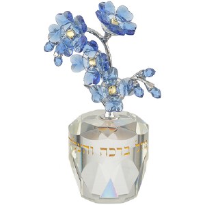 Crystal Miniature Tree of Blessings Blue Flowers 4"