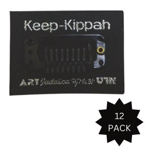 Stick On Keep-Kippah Yarmulka Clip Black 12 Pack