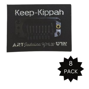 Stick On Keep-Kippah Yarmulka Clip Black 8 Pack