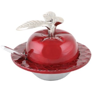 Honey Dish Aluminum Red Apple Shape with Spoon