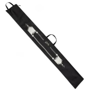 Faux Leather Foldable Lulav Holder Embroidered Border Gold Accent Black 54"