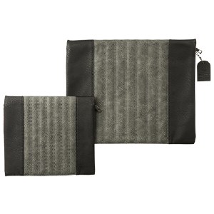 Tallis and Tefillin Bag Set Faux Leather Solid 2 Tone Grey Striped