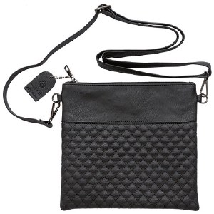 Tefillin Bag Faux Leather Quilted Design Detachable Strap Black
