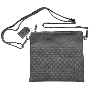 Tefillin Bag Faux Leather Quilted Design Detachable Strap Gray