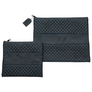 Tallis and Tefillin Bag Set Faux Leather Blue Quilted Design Embossed Accent