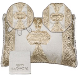 Pesach Set Velvet and Brocade 4 Piece Quilted Design Off White Cream