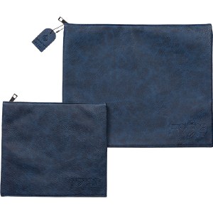 Tallis and Tefillin Bag Set Faux Leather Marble Design Embossed Accent Blue
