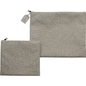 Tallis and Tefillin Bag Set Beige Faux Leather with Beige Embroidery