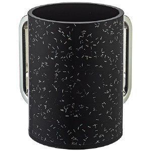 Round Perspex Wash Cup Sprinkle Design Colored Rectangle Handles Black Silver 5"