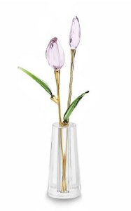 Crystal Pink Tulip in Vase 10"