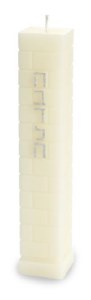 Havdallah Candle Rectangle Shaped Grid Lines White Silver 9.8"