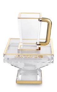 Lucite Mayim Achronim Set Square Design Gold Accent 7"