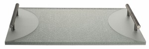 Lucite Challah Board Silver Shimmer with Silver Handles 15.75"
