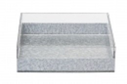 Lucite Napkin Holder Square Silver 8"