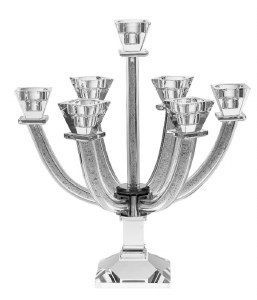 Crystal Candelabra 7 Branches Crushed Stones in Stems 12"