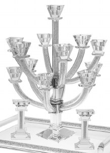 Crystal Candelabra 13 Branches Crushed Stones in Stems 18"