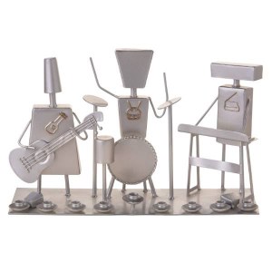 Metal Strip Candle Menorah Musical Orchestra Design Silver 12"