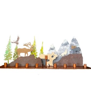 Metal Strip Candle Menorah Rocky Mountain Design Rust 12"