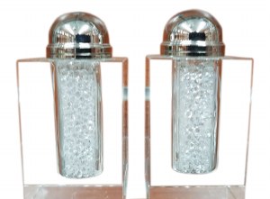 Crystal Salt and Pepper Shaker Set Crushed Stones Design 3"