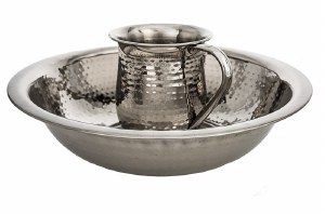Wash Cup and Bowl Stainless Steel Hammered Design