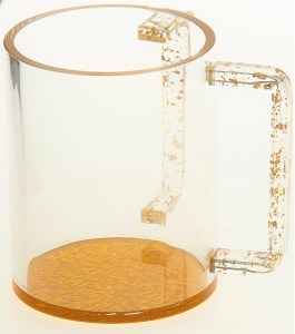 Lucite Washing Cup Gold Colored Flakes