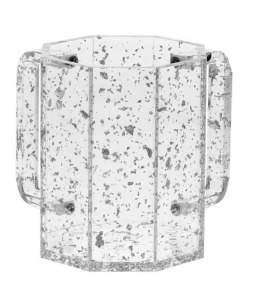 Washing Cup Lucite Hexagon Silver Colored Flakes