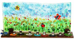 Glass Candle Menorah Field Theme