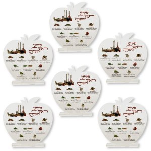 Lucite Rosh Hashanah Simanim Card Apple Shape Design 8" Family 6 Pack