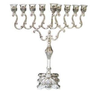 Silver Plated Oil Menorah Traditional Style 16"