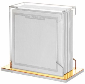 Lucite Bencher Holder Includes Set Of 8 Faux Square White Benchers Gold Accent Base Ashkenaz 5"