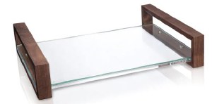 Lucite Challah Board Wood Handles Dark Brown 11" x 16"