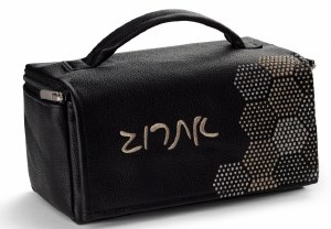 Faux Leather Esrog Box Holder Hexagon Dot Border Design Black