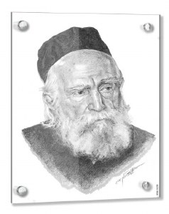 Lucite Gadol Sketch Rav Moshe Feinstein 16" x 20"