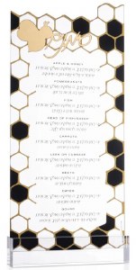 Lucite Simanim Card Hebrew Onyx Design Gold 4" x 8.5"