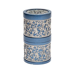 Yair Emanuel Travel Havdallah Set Laser Cut Pomegranate Design Blue