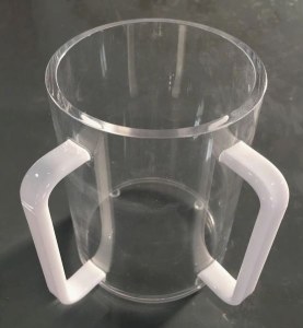 Lucite Round Washing Cup Solid Handles White 5"