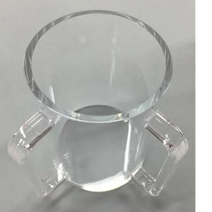 Lucite Round Washing Cup Solid Handles Clear 5"