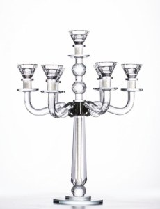 Crystal Candelabra 7 Branch Designed with Crushed Glass and Crystal Balls