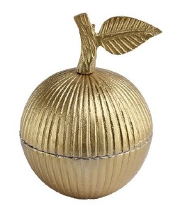Aluminum Textured Honey Dish Apple Shape Gold
