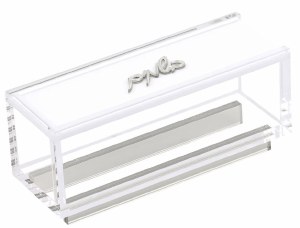 Lucite Rectangle Besamim Box Shabbos Text Design Silver