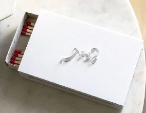 Lucite Match Box Holder White Hebrew Shabbos Logo Silver