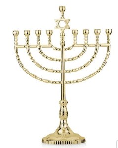 Metal Menorah Aristocratic Style Star of David Design Gold 11.6"